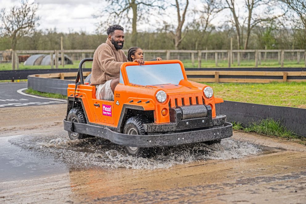 Dad and son on Safari ride